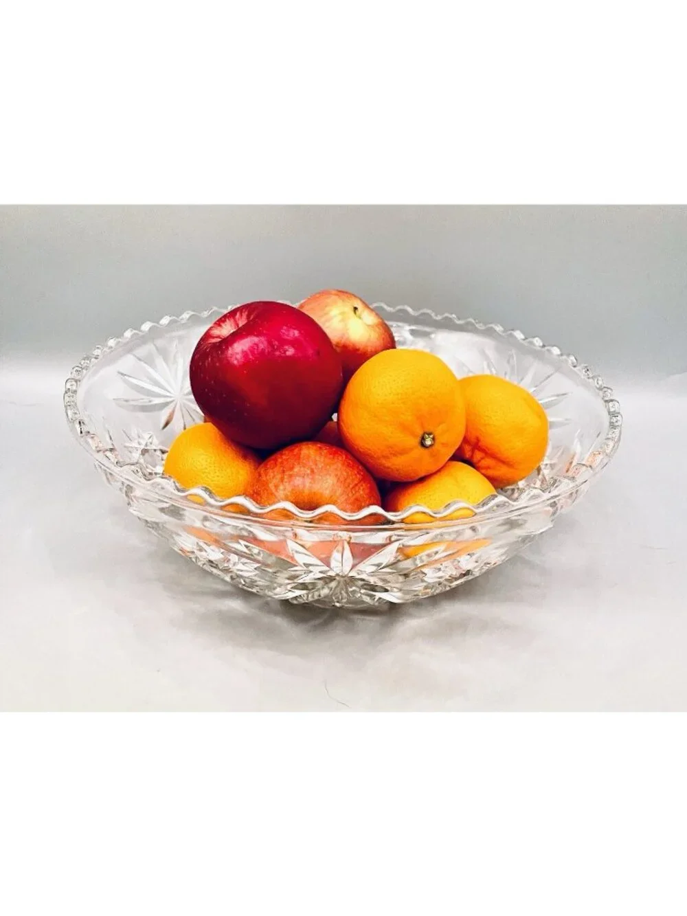 Vintage Anchor Hocking Prescut Glass Star of David Large Serving Bowl 10.5